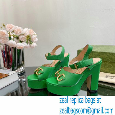 Gucci Heel 12cm Platform 3.5cm Sandals with Horsebit Green 2023