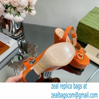 Gucci Heel 12cm Platform 3.5cm Sandals with Horsebit Orange 2023
