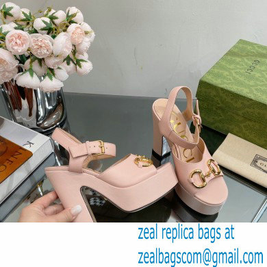 Gucci Heel 12cm Platform 3.5cm Sandals with Horsebit Pink 2023