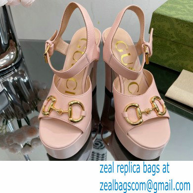 Gucci Heel 12cm Platform 3.5cm Sandals with Horsebit Pink 2023