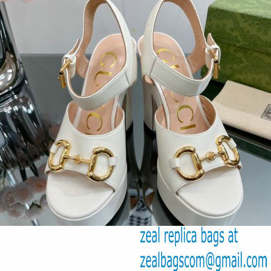 Gucci Heel 12cm Platform 3.5cm Sandals with Horsebit White 2023
