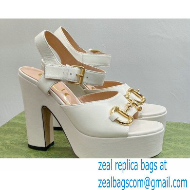 Gucci Heel 12cm Platform 3.5cm Sandals with Horsebit White 2023