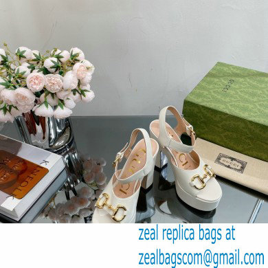 Gucci Heel 12cm Platform 3.5cm Sandals with Horsebit White 2023