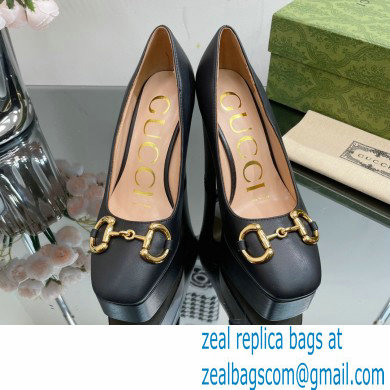 Gucci Heel 12cm Platform 3.5cm pumps with Horsebit Black 2023