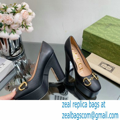 Gucci Heel 12cm Platform 3.5cm pumps with Horsebit Black 2023