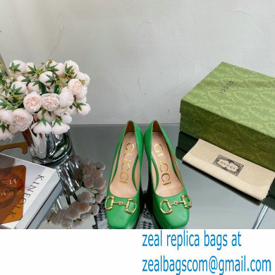 Gucci Heel 12cm Platform 3.5cm pumps with Horsebit Green 2023