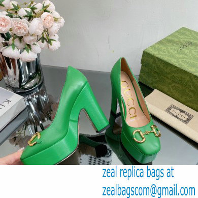 Gucci Heel 12cm Platform 3.5cm pumps with Horsebit Green 2023