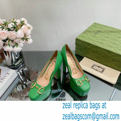 Gucci Heel 12cm Platform 3.5cm pumps with Horsebit Green 2023