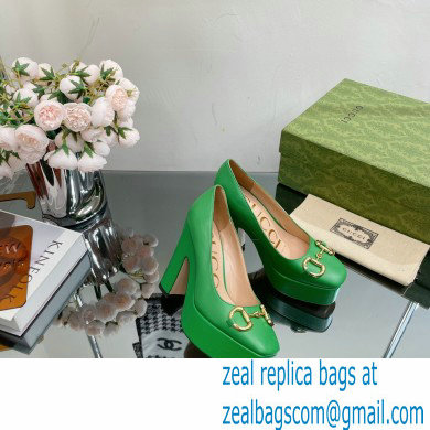 Gucci Heel 12cm Platform 3.5cm pumps with Horsebit Green 2023