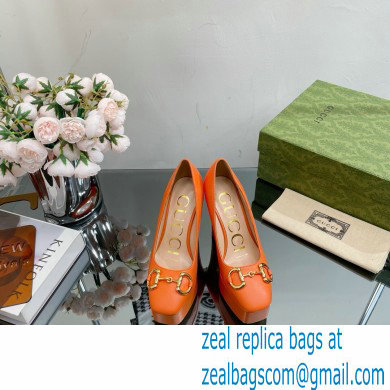 Gucci Heel 12cm Platform 3.5cm pumps with Horsebit Orange 2023
