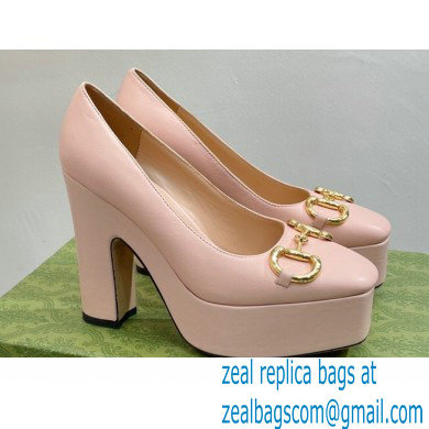 Gucci Heel 12cm Platform 3.5cm pumps with Horsebit Pink 2023