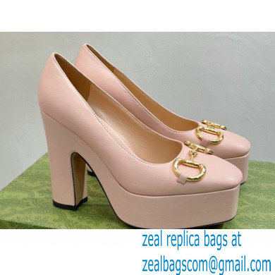 Gucci Heel 12cm Platform 3.5cm pumps with Horsebit Pink 2023