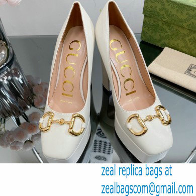 Gucci Heel 12cm Platform 3.5cm pumps with Horsebit White 2023