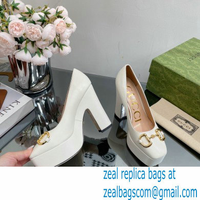 Gucci Heel 12cm Platform 3.5cm pumps with Horsebit White 2023