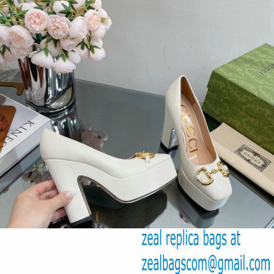 Gucci Heel 12cm Platform 3.5cm pumps with Horsebit White 2023