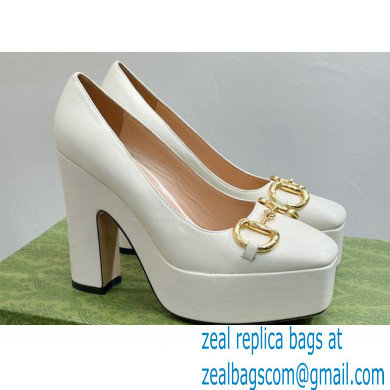 Gucci Heel 12cm Platform 3.5cm pumps with Horsebit White 2023