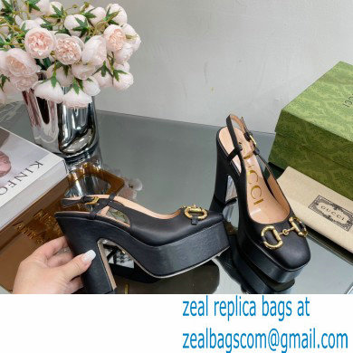 Gucci Heel 12cm Platform 3.5cm slingback pumps with Horsebit Black 2023