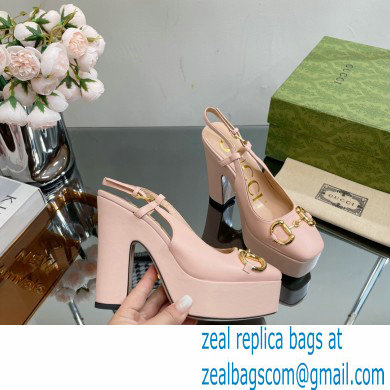 Gucci Heel 12cm Platform 3.5cm slingback pumps with Horsebit Pink 2023