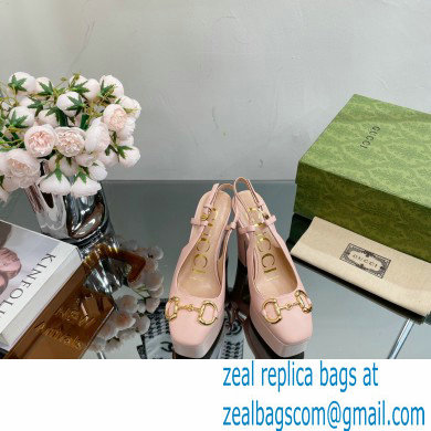 Gucci Heel 12cm Platform 3.5cm slingback pumps with Horsebit Pink 2023