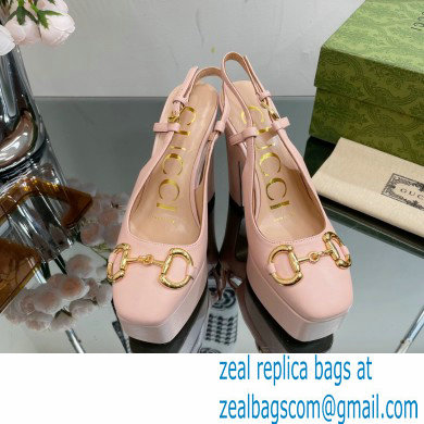 Gucci Heel 12cm Platform 3.5cm slingback pumps with Horsebit Pink 2023