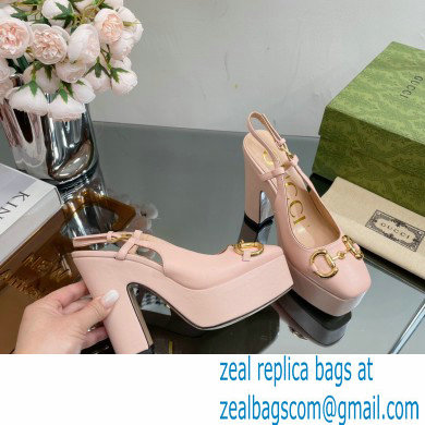 Gucci Heel 12cm Platform 3.5cm slingback pumps with Horsebit Pink 2023