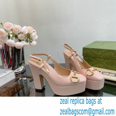 Gucci Heel 12cm Platform 3.5cm slingback pumps with Horsebit Pink 2023