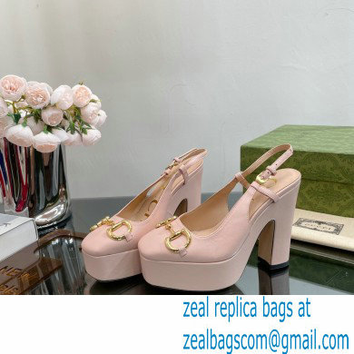 Gucci Heel 12cm Platform 3.5cm slingback pumps with Horsebit Pink 2023