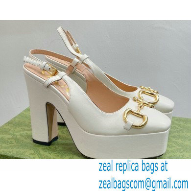 Gucci Heel 12cm Platform 3.5cm slingback pumps with Horsebit White 2023