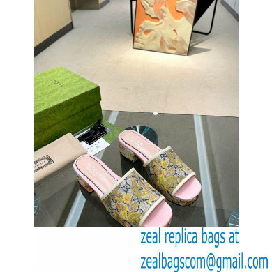 Gucci Heel 4cm Platform 2.5cm GG canvas slide sandals Floral Print 2023 - Click Image to Close