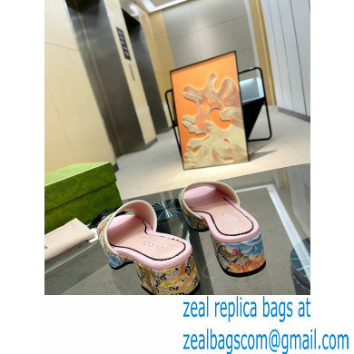 Gucci Heel 4cm Platform 2.5cm GG canvas slide sandals Floral Print 2023 - Click Image to Close