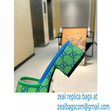 Gucci Heel 4cm Platform 2.5cm GG canvas slide sandals Green 2023