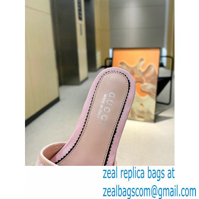 Gucci Heel 4cm Platform 2.5cm GG canvas slide sandals Pink 2023