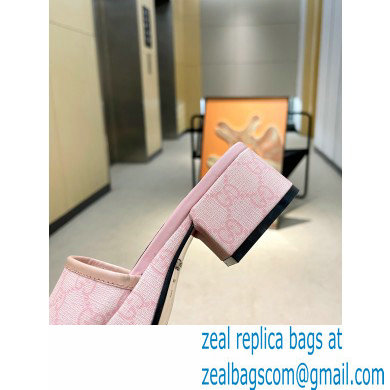 Gucci Heel 4cm Platform 2.5cm GG canvas slide sandals Pink 2023 - Click Image to Close