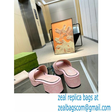 Gucci Heel 4cm Platform 2.5cm GG canvas slide sandals Pink 2023