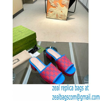 Gucci Heel 4cm Platform 2.5cm GG canvas slide sandals Red 2023