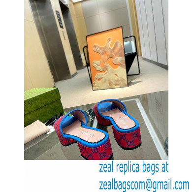 Gucci Heel 4cm Platform 2.5cm GG canvas slide sandals Red 2023