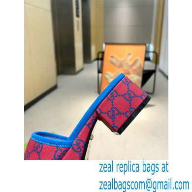 Gucci Heel 4cm Platform 2.5cm GG canvas slide sandals Red 2023 - Click Image to Close