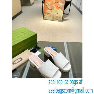 Gucci Heel 4cm Platform 2.5cm GG canvas slide sandals White 2023