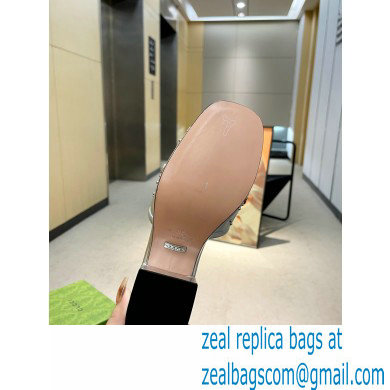 Gucci Heel 4cm Platform 2.5cm Interlocking G studs slide sandals Silver 2023 - Click Image to Close