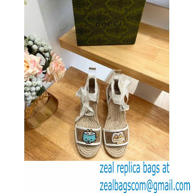 Gucci Heel 9cm espadrilles sandals with ribbon tie embroidery Beige 2023 - Click Image to Close