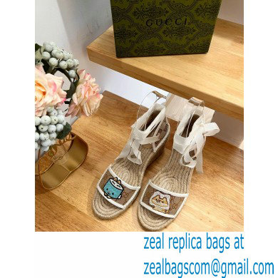 Gucci Heel 9cm espadrilles sandals with ribbon tie embroidery Beige 2023 - Click Image to Close