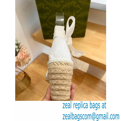 Gucci Heel 9cm espadrilles sandals with ribbon tie embroidery White 2023 - Click Image to Close