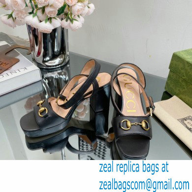 Gucci Heel Platform Sandals with Horsebit Black 2023