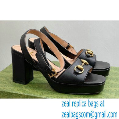 Gucci Heel Platform Sandals with Horsebit Black 2023