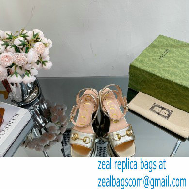 Gucci Heel Platform Sandals with Horsebit Gold 2023