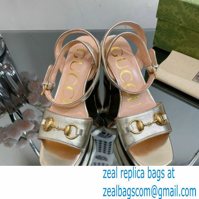 Gucci Heel Platform Sandals with Horsebit Gold 2023