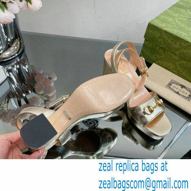 Gucci Heel Platform Sandals with Horsebit Gold 2023