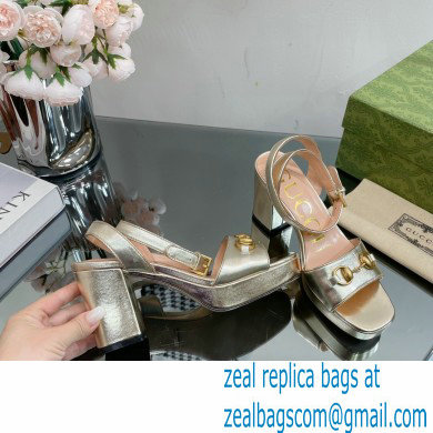 Gucci Heel Platform Sandals with Horsebit Gold 2023