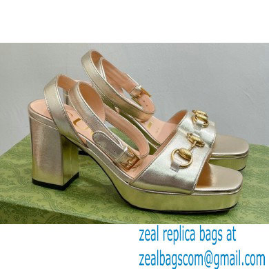 Gucci Heel Platform Sandals with Horsebit Gold 2023