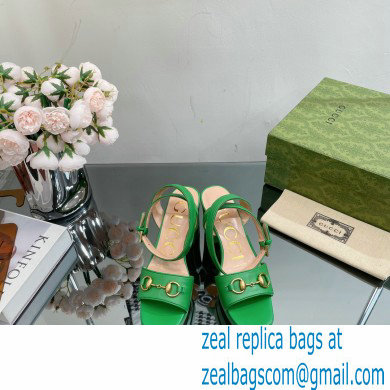 Gucci Heel Platform Sandals with Horsebit Green 2023